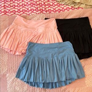 Pink and Blue Mini Skater Skirt with Pleats